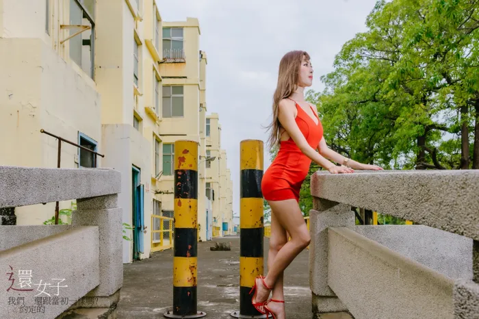 [Mzsock] NO.047 Abby red dress short skirt high heels beautiful legs outdoor shot street photography#[106P]-40