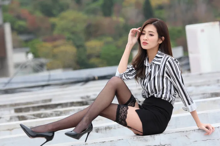 [Mzsock] NO.025 Long-legged beauty model Zhang Xiao sexy black stockings outdoor shot street photography#[93P]-59